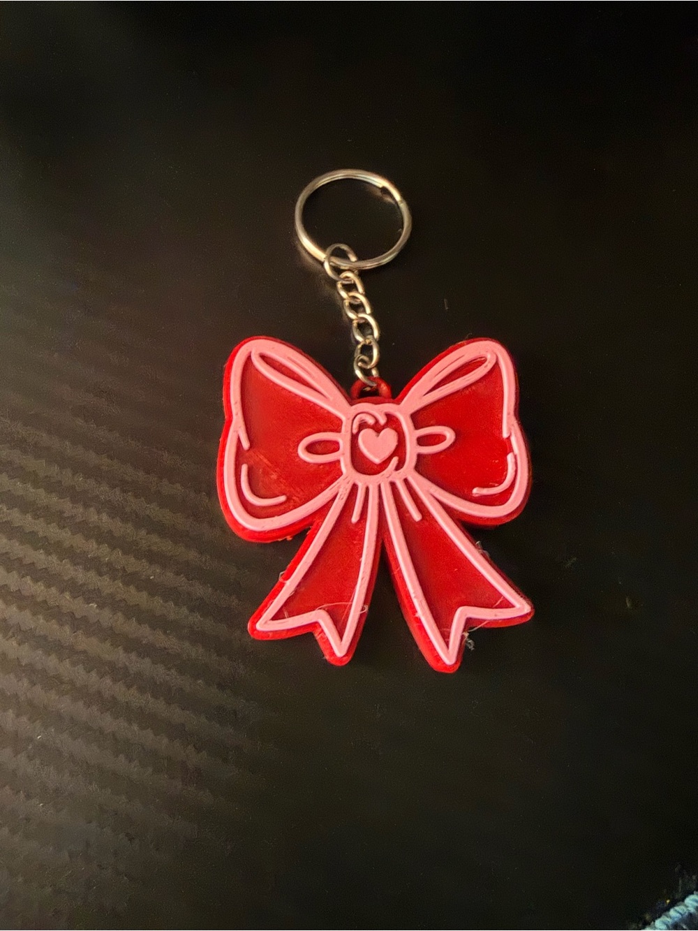 Pink Red Bow Keychain Charm and can opener